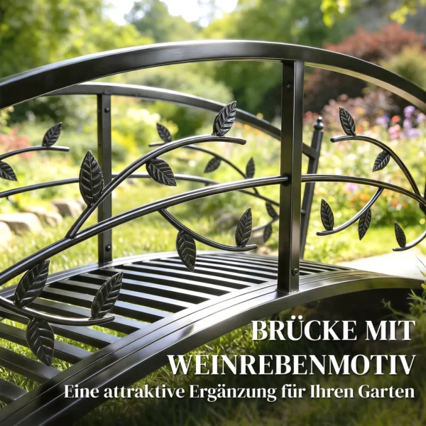 Metalen Tuinbrug 120 Cm Vijverbrug Met Veiligheidsleuningen Antieke Uitstraling Roestbestendig Eenvoudige Montage