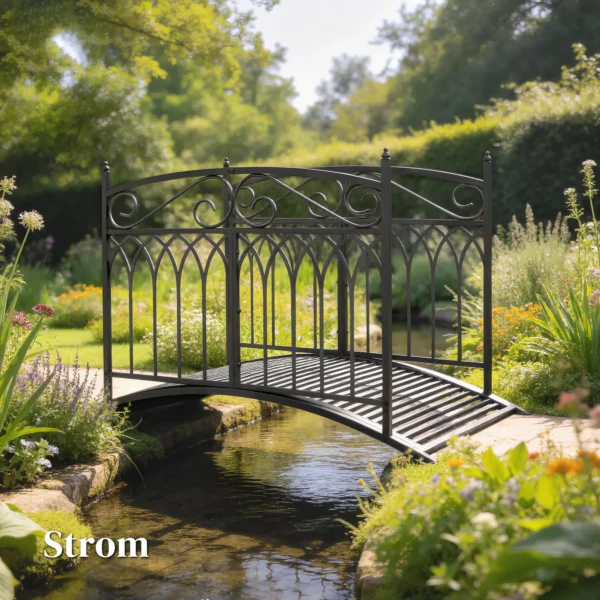 Metalen Tuinbrug 135,5 Cm Vijverbrug Met Veiligheidsleuningen Antieke Uitstraling Roestbestendig Eenvoudige Montage