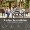 Metalen Tuinmeubelset Zitgroep Voor 4 Personen Tuinlounge Met 2 zits Sofa Stoel Bijzettafel 110x63,5x84 Cm Zwart