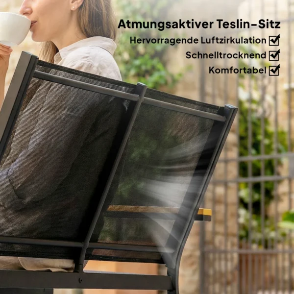 Metalen Tuinmeubelset Zitgroep Voor 4 Personen Tuinlounge Met 2 zits Sofa Stoel Bijzettafel 110x63,5x84 Cm Zwart