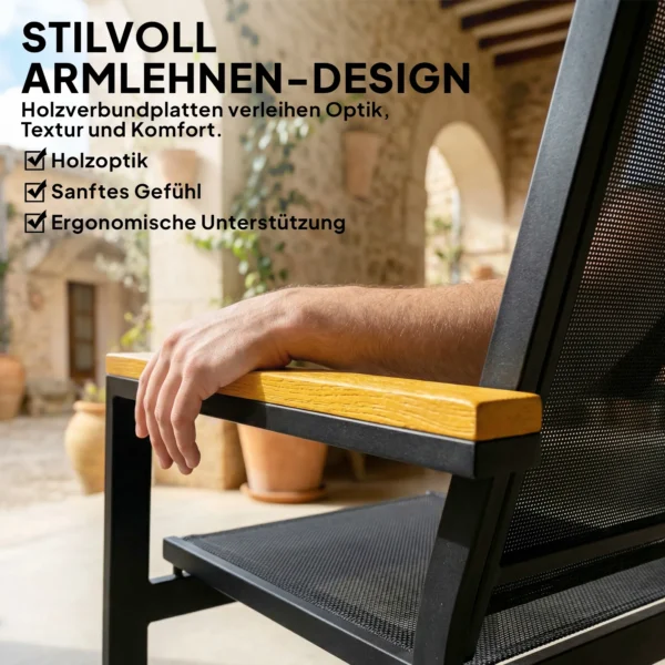 Metalen Tuinmeubelset Zitgroep Voor 4 Personen Tuinlounge Met 2 zits Sofa Stoel Bijzettafel 110x63,5x84 Cm Zwart