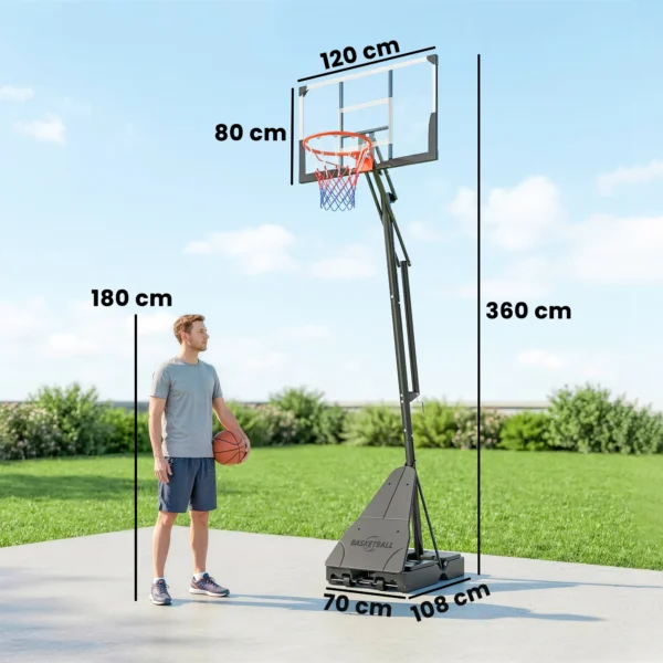 Mobiele Basketbalring, In Hoogte Verstelbaar Van 2,45 3,05 M, Onbreekbaar Achterbord, Handkruk Hoogteverstelling