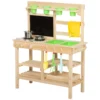 Modderkeuken Voor Kinderen Buiten, Speelkeuken Van Hout Met Spoelbak, Kookplaat, Bloempotten, Schoolbord Voor 3 6 Jaar 77x32x95 Cm Natuurhout