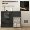 Modern Dressoir, Opbergruimte Dressoir Met 5 Lades, Verstelbaar Rek, Soft close Deur, Hoogglans Zwart