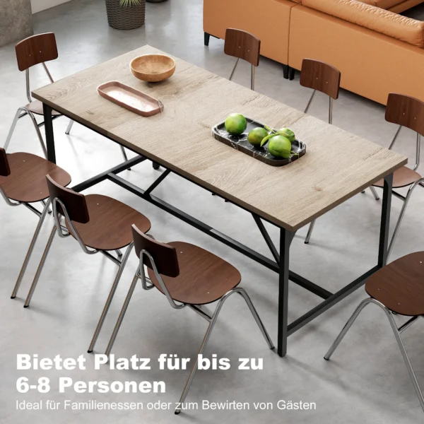 Moderne Rechthoekige Eettafel Voor 6 8 Personen Met Houtlook, 180 X 80 X 75,5 Cm, Natuur