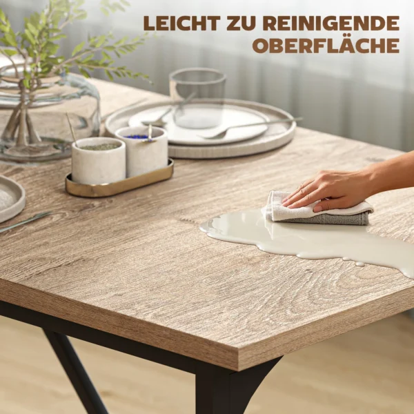 Moderne Rechthoekige Eettafel Voor 6 8 Personen Met Houtlook, 180 X 80 X 75,5 Cm, Natuur