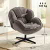 Moderne Wingback fauteuil, Fluwelen Fauteuil Met Viersterrenbasis, S veren, 360° Draaifunctie, Grijs