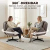 Moderne Wingback fauteuil, Fluwelen Fauteuil Met Viersterrenbasis, S veren, 360° Draaifunctie, Grijs