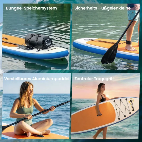 Opblaasbare Stand Up Paddle Board Set 305cm SUP Board Met Aluminium Peddel, Afneembare Vin, Voetriem