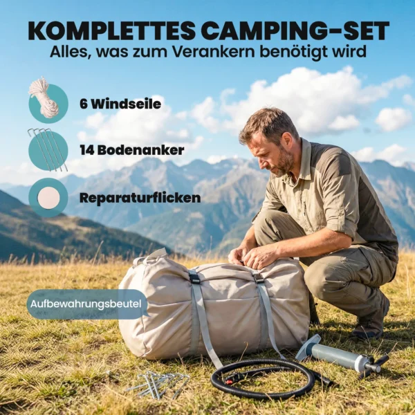 Opblaasbare Tent 5 8 Personen Snelle Opbouw 5000 Mm Waterdicht & Winddicht Met Luchtpomp Schoorsteenopening Dakraam