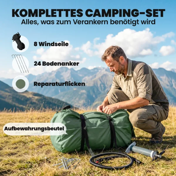 Opblaasbare Tent 8 10 Personen Snelle Opbouw 4 Seizoenen Waterdicht Krasbestendig Tent Met Schoorsteenopening Dakraam