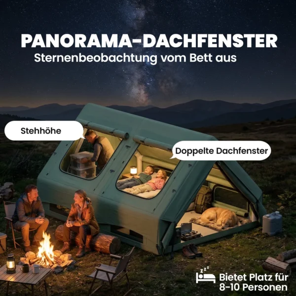 Opblaasbare Tent 8 10 Personen Snelle Opbouw 4 Seizoenen Waterdicht Krasbestendig Tent Met Schoorsteenopening Dakraam