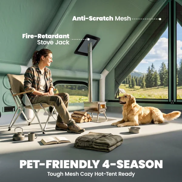 Opblaasbare Tent 8 10 Personen Snelle Opbouw 4 Seizoenen Waterdicht Krasbestendig Tent Met Schoorsteenopening Dakraam