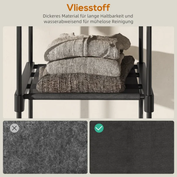 Open Kledingkast, 4 laags Kledingrek Met 2 Hangende Compartimenten Voor Woonkamer, 182 X 43 X 185 Cm, Zwart