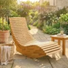Opklapbare Acaciahouten Zonneligstoel Ergonomisch Tuinligstoel Met S Vorm Lattenontwerp 60 X 156 X 77 Cm
