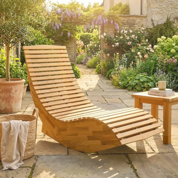 Opklapbare Acaciahouten Zonneligstoel Ergonomisch Tuinligstoel Met S Vorm Lattenontwerp 60 X 156 X 77 Cm