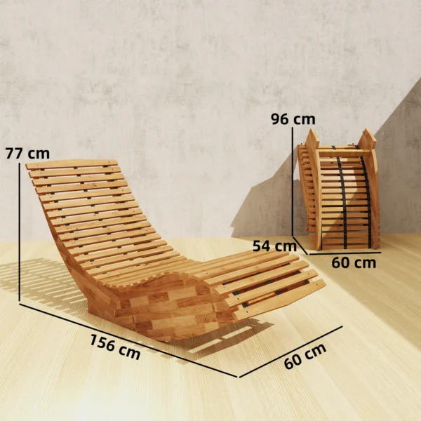 Opklapbare Acaciahouten Zonneligstoel Ergonomisch Tuinligstoel Met S Vorm Lattenontwerp 60 X 156 X 77 Cm