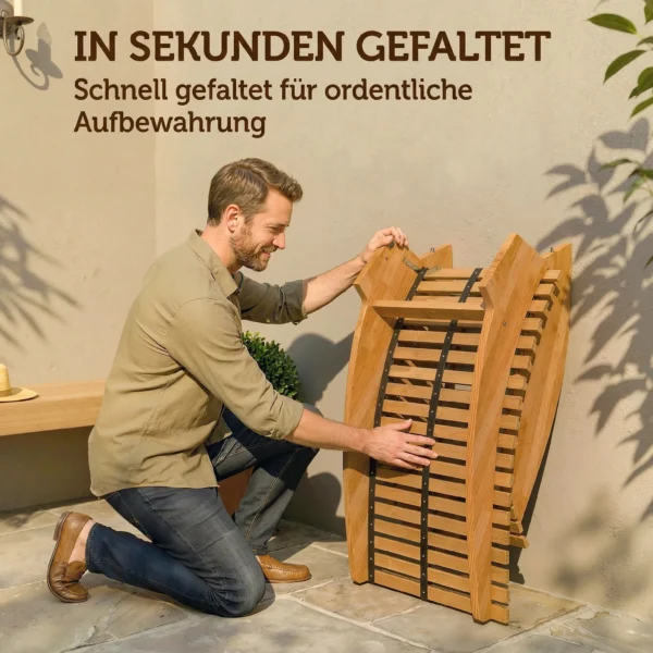 Opklapbare Acaciahouten Zonneligstoel Ergonomisch Tuinligstoel Met S Vorm Lattenontwerp 60 X 156 X 77 Cm
