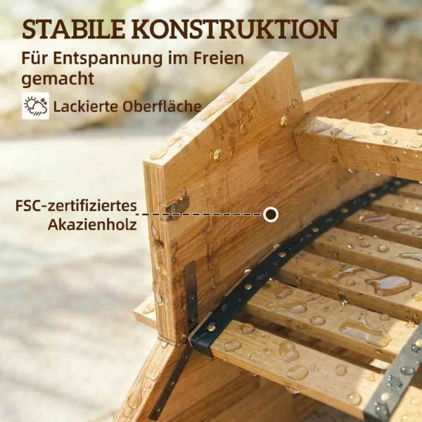 Opklapbare Acaciahouten Zonneligstoel Ergonomisch Tuinligstoel Met S Vorm Lattenontwerp 60 X 156 X 77 Cm