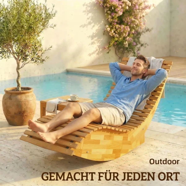 Opklapbare Acaciahouten Zonneligstoel Ergonomisch Tuinligstoel Met S Vorm Lattenontwerp 60 X 156 X 77 Cm