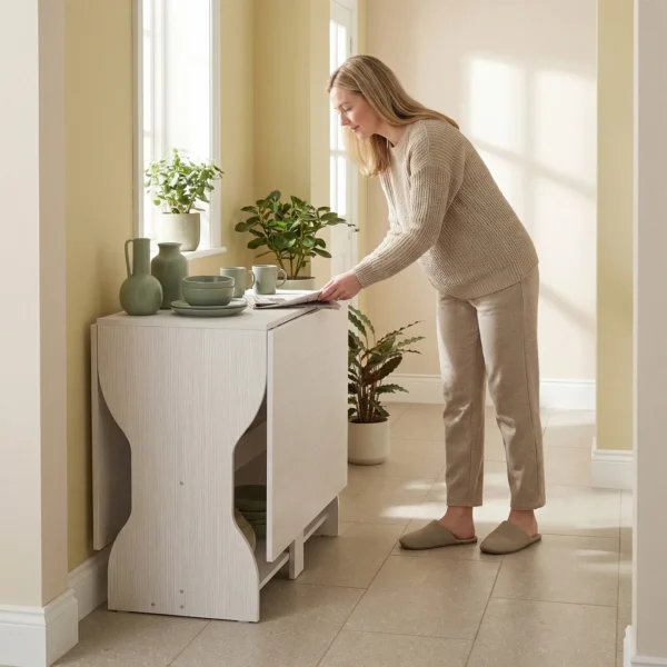 Opklapbare Eettafel Keukentafel Met Opslagruimte Voor 2 4 Personen Klaptafel Voor Kleine Ruimtes Eetkamer 160 X 60 X 75 Cm Wit