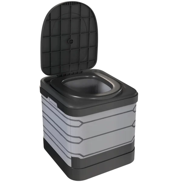 Opvouwbaar Campingtoilet Tot 150 Kg Met 12 Pakjes Stollingspoeder, 12 Afvalzakken 42 X 46 X 43,5 Cm Grijs