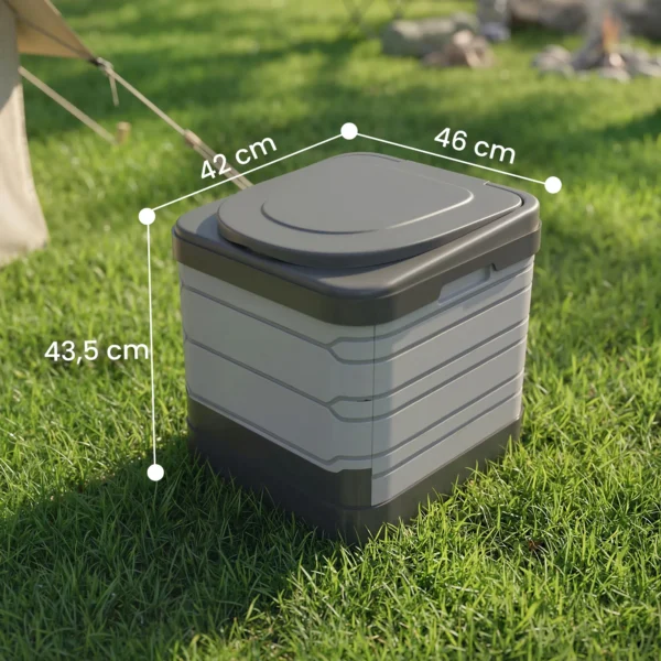 Opvouwbaar Campingtoilet Tot 150 Kg Met 12 Pakjes Stollingspoeder, 12 Afvalzakken 42 X 46 X 43,5 Cm Grijs