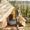 Opvouwbaar Campingtoilet Tot 150 Kg Met 12 Pakjes Stollingspoeder, 12 Afvalzakken 42 X 46 X 43,5 Cm Grijs