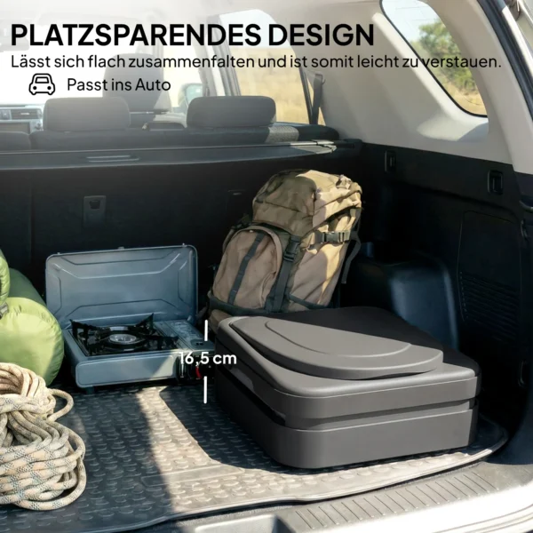 Opvouwbaar Campingtoilet Tot 150 Kg Met 12 Pakjes Stollingspoeder, 12 Afvalzakken 42 X 46 X 43,5 Cm Grijs