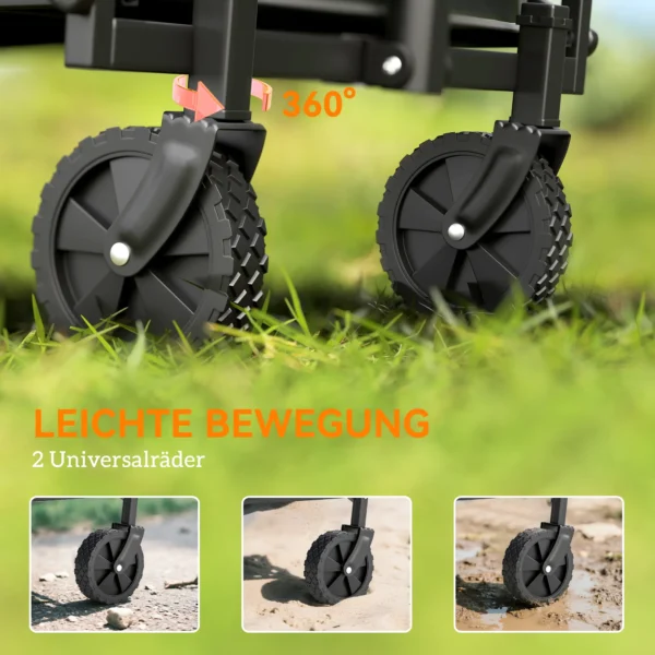 Opvouwbare Bolderwagen Handwagen 360° Tuinwagen Met Verstelbare Handgreep Strandwagen Tot 60 Kg Voor Sport Winkelen Zwart