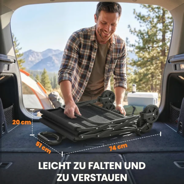 Opvouwbare Bolderwagen Handwagen Tuinwagen Transportwagen Met Handvat Verstelbare Handvat Hoogte Drankhouder Zwart