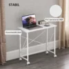 Opvouwbare Bureautafel Met Wielen En Stalen Frame Voor Studeerkamer Slaapkamer 80 X 40 X 75 Cm Wit