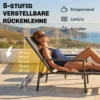 Opvouwbare Draagbare Zonneligstoel Met Uitschuifbare Voetsteun, 5 voudig Verstelbare Rugleuning, Ademend