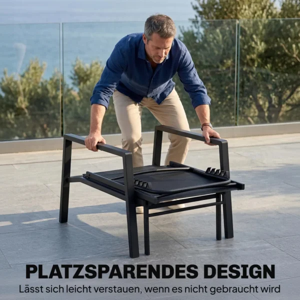 Opvouwbare Draagbare Zonneligstoel Met Uitschuifbare Voetsteun, 5 voudig Verstelbare Rugleuning, Ademend