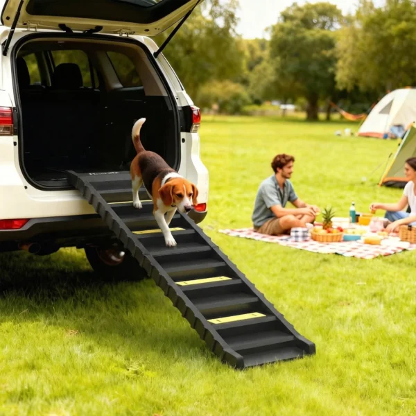Opvouwbare Hondenloopplank Hondentrap Auto & SUV Antislip Hondenautoloopplank Voor Grote & Kleine Dieren Tot 68 Kg 154x40cm Zwart
