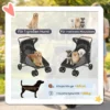 Opvouwbare Hondenwagen Voor Grote Honden Tot 30 Kg Met 360° Draaiwielen, Netvensters, Kussen, Verstelbare Handgreep, Grijs