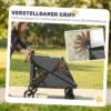 Opvouwbare Hondenwagen Voor Grote Honden Tot 30 Kg Met 360° Draaiwielen, Netvensters, Kussen, Verstelbare Handgreep, Grijs