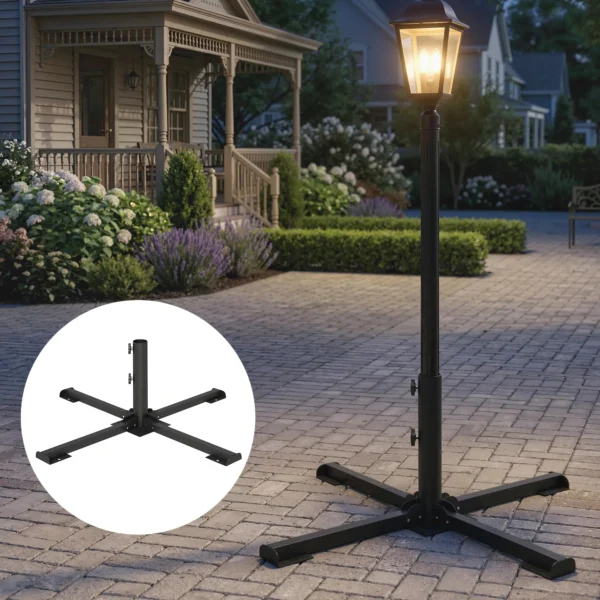 Opvouwbare Parasolvoet Met Buisdiameter Van 38 En 48 Mm, Kruisvoet Voor Zonneschermen, Donkergrijs