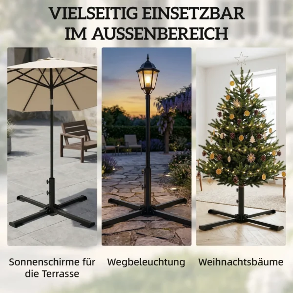 Opvouwbare Parasolvoet Met Buisdiameter Van 38 En 48 Mm, Kruisvoet Voor Zonneschermen, Donkergrijs