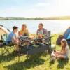 Opvouwbare Rolbare Picknicktafel Draagbare Campingtafel Met Netopslag En Draagtas Voor Buitengebruik, Zwart