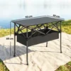 Opvouwbare Rolbare Picknicktafel Draagbare Campingtafel Met Netopslag En Draagtas Voor Buitengebruik, Zwart