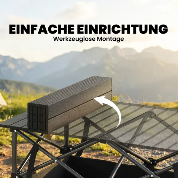 Opvouwbare Rolbare Picknicktafel Draagbare Campingtafel Met Netopslag En Draagtas Voor Buitengebruik, Zwart