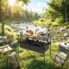 Opvouwbare Rolbare Picknicktafel Draagbare Campingtafel Met Netopslag En Draagtas Voor Buitengebruik, Zwart