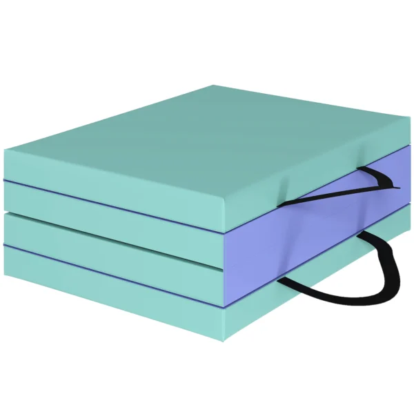 Opvouwbare Trainingsmat Met Handvat, Sportmat Voor Yoga En Fitness, Synthetische Hoes, 180 X 60 X 5 Cm, Groen+paars