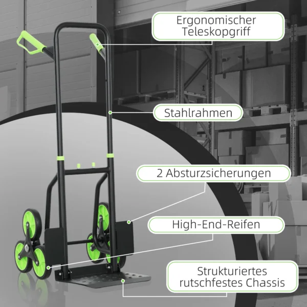 Opvouwbare Traploper Steekwagen Transportkar Met Stalen Frame Max. 120kg