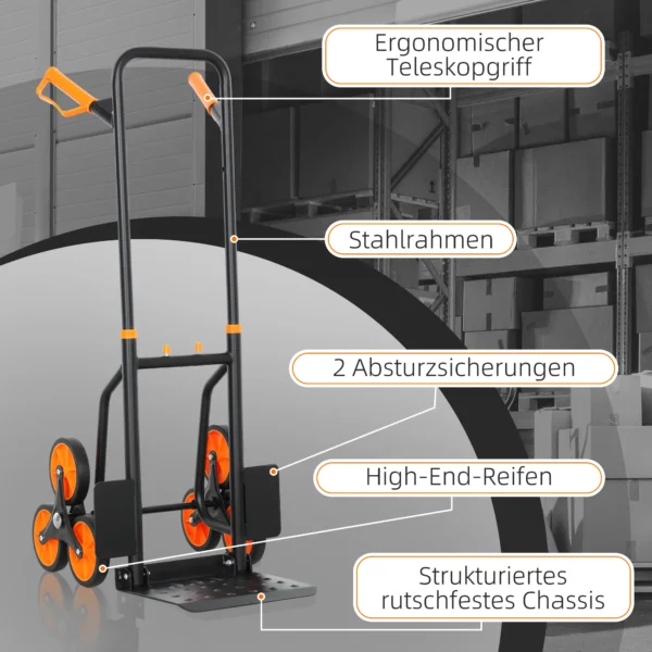 Opvouwbare Traploper Steekwagen Transportkar Met Stalen Frame Max. 120kg