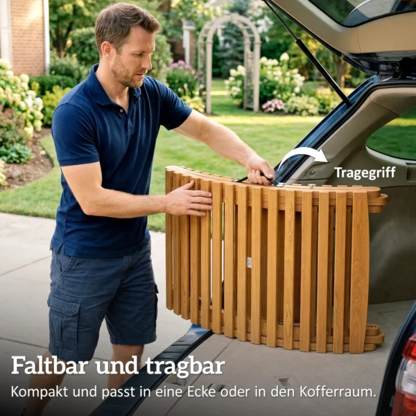 Opvouwbare Weerbestendige Houten Tuinligstoel Met Kussen Hoofdsteun Draaggreep 183 X 54 X 63 Cm, Beige