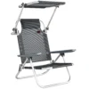 Opvouwbare Zonneligstoel Tuinligstoel Met Kussen, Verstelbaar Dak, 6 voudig Verstelbare Rugleuning 62 X 68 X 79 Cm Donkergrijs