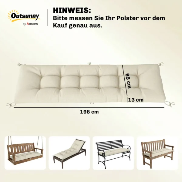 Palletkussen Afneembaar Zitkussen Met Bevestigingsbanden Palletkussen Voor De Meeste Ligstoelen 198x65x13cm Beige