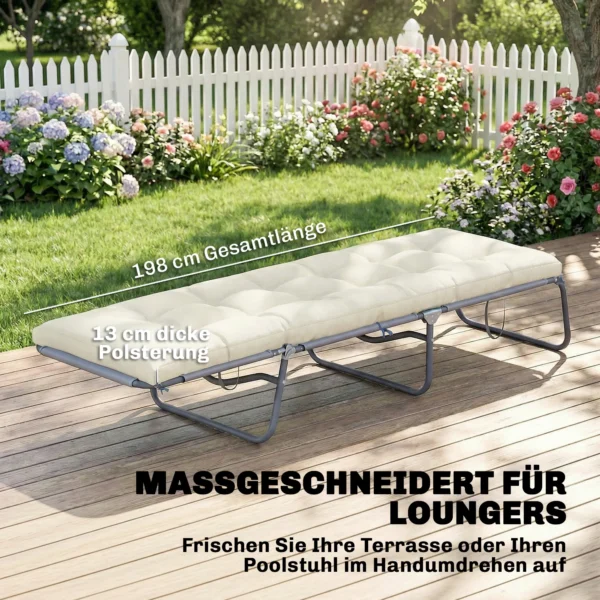 Palletkussen Afneembaar Zitkussen Met Bevestigingsbanden Palletkussen Voor De Meeste Ligstoelen 198x65x13cm Beige